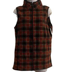 Laura Scott Womens‎ Plaid Microfleece Vest Size M Medium Zipper Front Collar